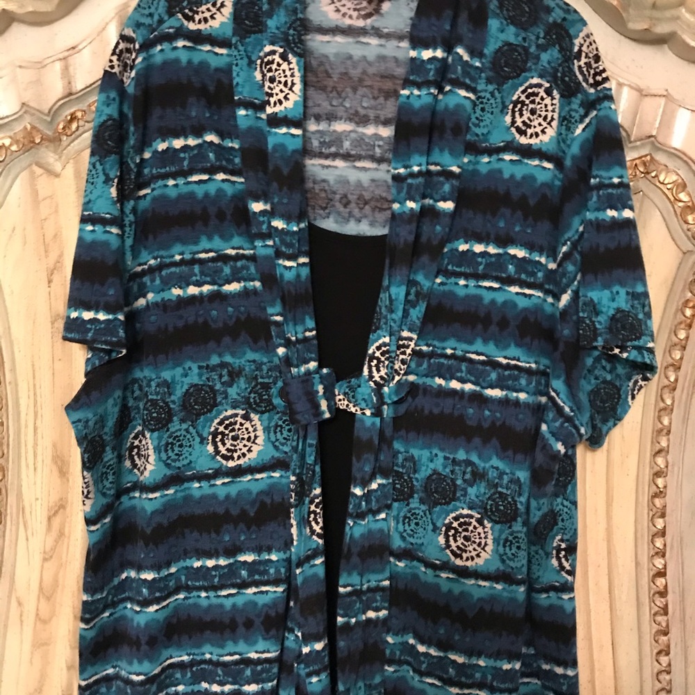 Top,attached tank top,hangs very nice to cover tum